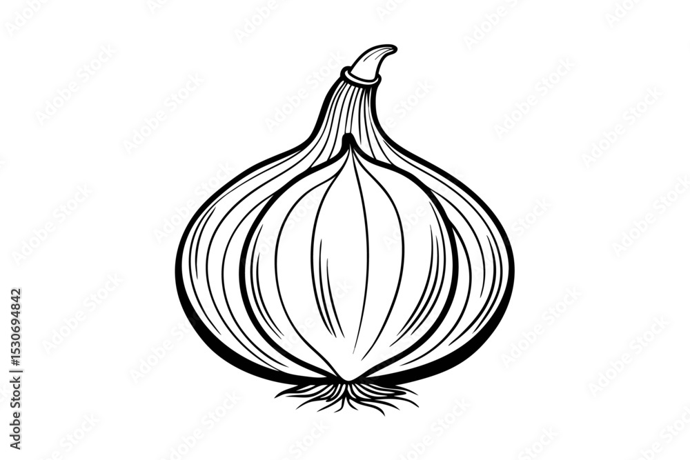 Aufkleber continuous line art drawing of an onion isolated on transparent background