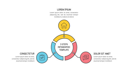 Simple hand drawn circle diagram with three elements, doodle infographics, vector eps10 illustration