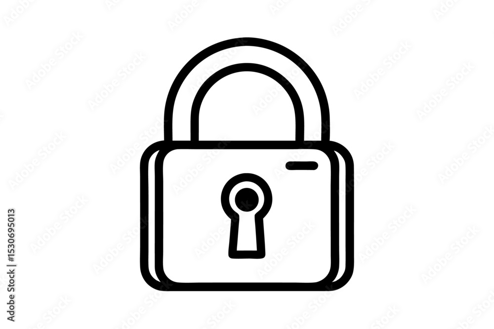 Poster continuous line art padlock design isolated on transparent background