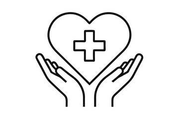 Obraz premium Heart shape with plus sign held in hands isolated on transparent background