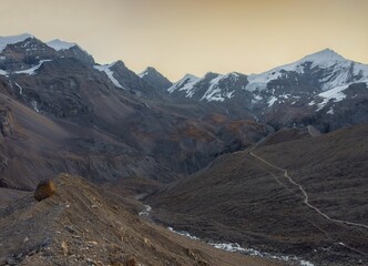 Himalayas, Nepal - The famous hiking on the roof of the world called Annapurna Circuit in Himalaya...