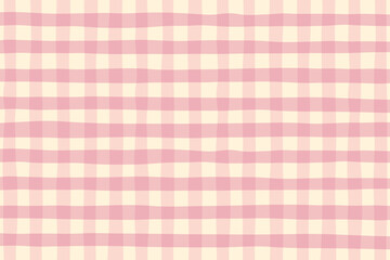 Pastel pink gingham fabric square checkered seamless pattern texture background vector