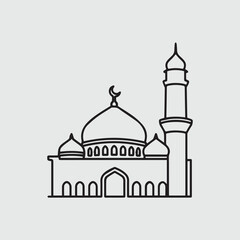 Simple line drawing of a mosque icon