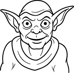 goblin outline coloring book page vector illustration