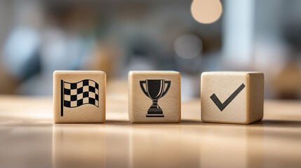 Victory Milestones For Goal Completion and Success Celebration. Achievement Tracking, Winning Moments, And Performance Validation. Business Cubes
