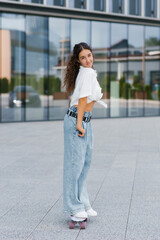Teen Girl Skateboarding Stylish Look