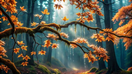 Autumnal Forest with Golden Leaves