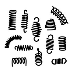 Coil spring silhouettes. Black and white Vector Illustration