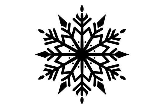 Black snowflake christmas design isolated on transparent background