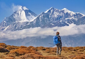 Himalayas, Nepal - The famous hiking on the roof of the world called Annapurna Circuit in Himalaya...
