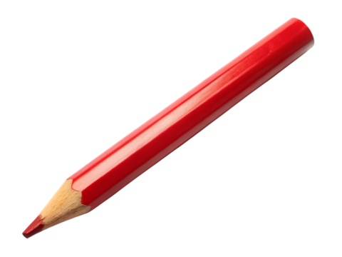 red pencil isolated on transparent background.