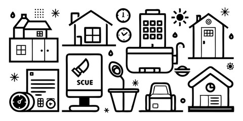 set of houses icons