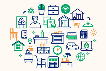 set of houses icons
