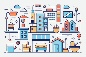set of vector buildings