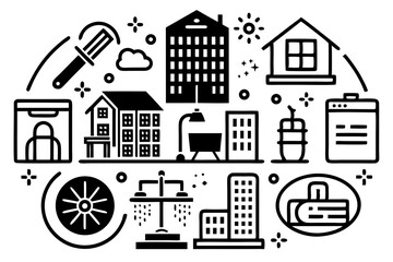 real estate icons set