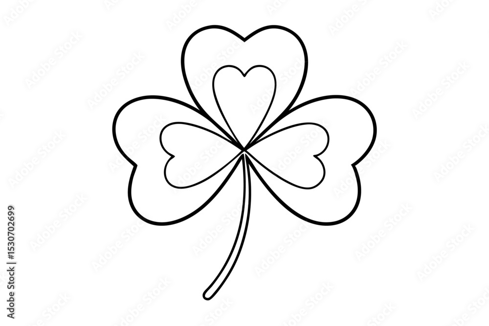 Poster three leaf clover continuous line drawing isolated on transparent background