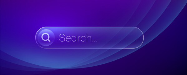 Glassmorphism search bar on an abstract purple and blue background
