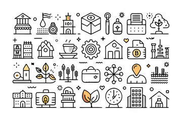 set of icons of houses