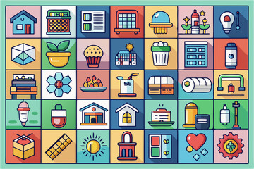 seamless pattern with colorful houses