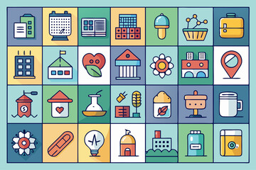 hotel icons set