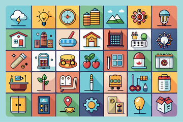 seamless pattern with houses and trees