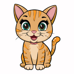 Fototapeta premium Cute orange tabby kitten cartoon with happy smile and playful charm