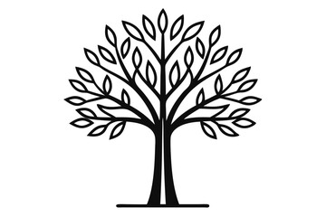 Obraz premium Single line tree design isolated on transparent background