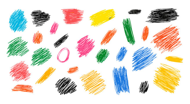 Playful colorful grungy vector illustration, hand-drawn scribble elements, textured childish hatching, bright charcoal pencil marks, kids doodle scratches, creative sketch lines, art design.