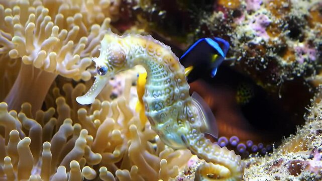 Seahorse Amidst Anemone and Tang