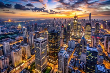Urban Skyline at Sunset