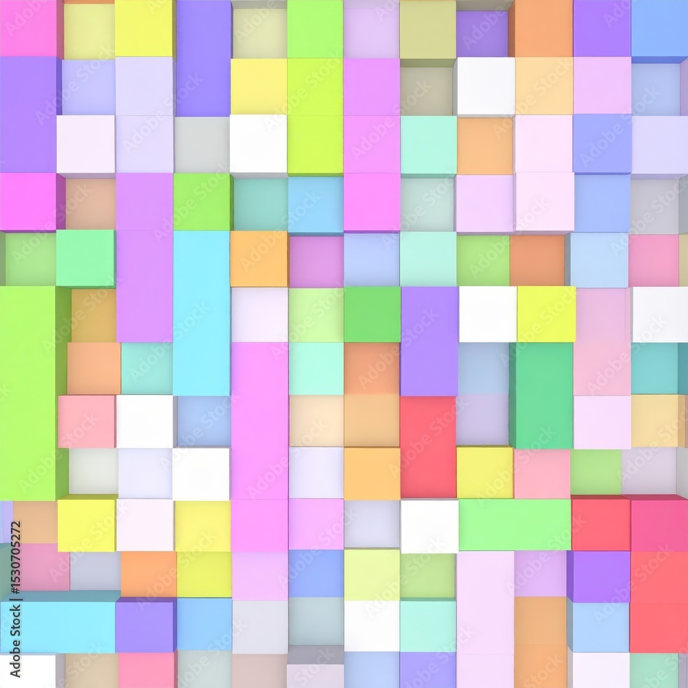 Fototapete full frame of 3d rendering multi colored pixelated rectangles
