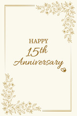 Elegant Floral Happy 15th  Anniversary Card