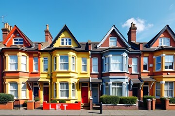 A row of colourful terraced houses