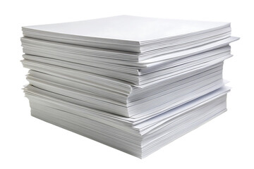 stacked pile of a4 white paper sheets isolated on white background