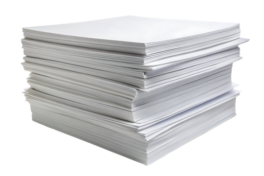 stacked pile of a4 white paper sheets isolated on white background