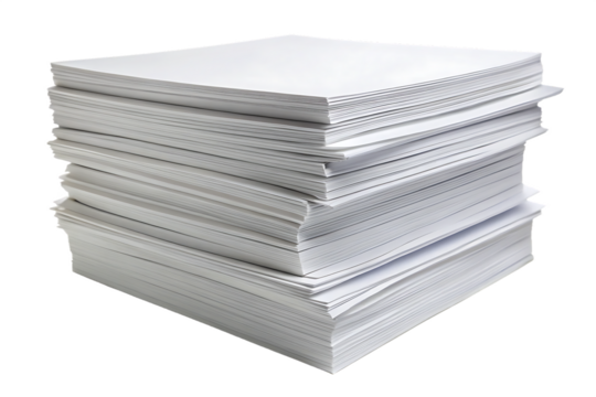 stacked pile of a4 white paper sheets isolated on white background