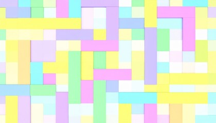 Full frame of 3D rendering multi colored pixelated rectangles