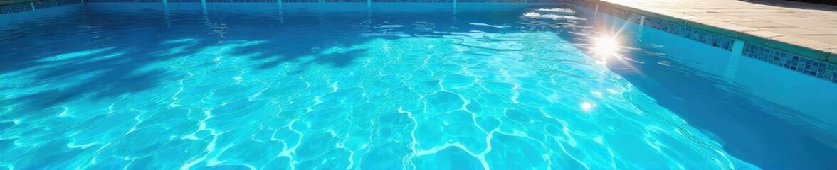 Obraz premium Inviting blue swimming pool shimmering under the summer sun, ready for a refreshing dip Perfect for summer vacation themes and relaxation imagery , hot, swimming pool