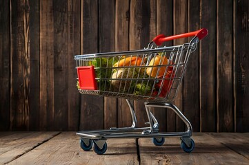 Empty shopping trolley. Business ideas and retail trade.