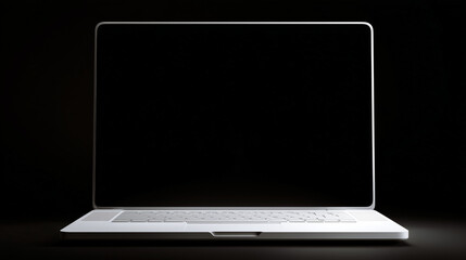 blank black screen laptop with plain black background