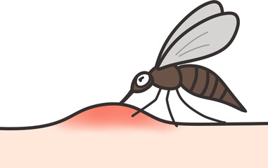 모기에 물린 피부 일러스트, 여름철 해충 피해와 위생 관리 관련 디자인 요소