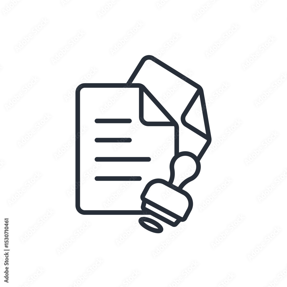 Poster stamp document icon. vector.editable stroke.linear style sign for use web design,logo.symbol illustr