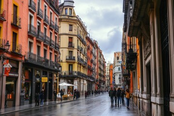 Houses and buildings on a city street
