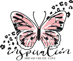 Typography Cute vector graphic print with butterfly. for t-shirt graphic tees