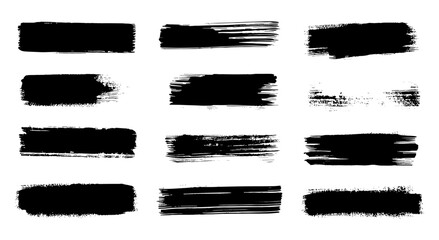Rough grunge paint line texture, straight black brush strokes, vintage sketch rectangle text boxes, Chinese or Japanese calligraphy brush, hand drawn artistic stripe pattern, vector illustration.