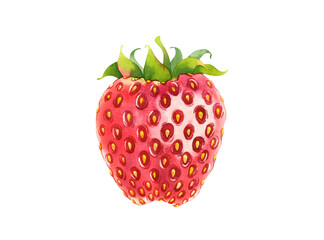 Isolated watercolor strawberry on transparent background