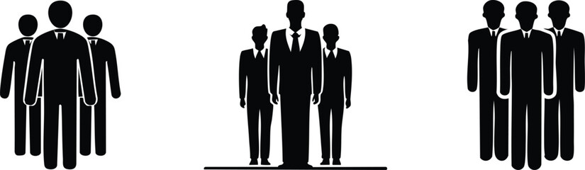 Business People Group Silhouettes - Executive Team or Leadership Icon

