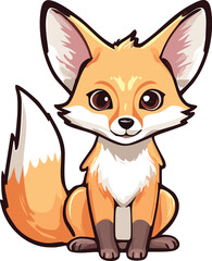 Obraz premium Cute Fennec Fox Cartoon - Adorable Desert Animal Illustration
