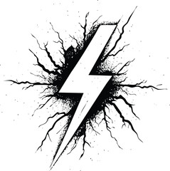 Electrical Power Thunder Icon - Grunge Lightning Bolt Graphic

