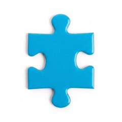 Fototapeta premium A glossy blue puzzle piece with smooth, curved edges, symbolizing the concept of a solution or part of a whole,